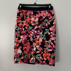 Ann Taylor multi-colored floral print pencil skirt